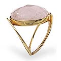 Gold Vermeil Rose Quartz 'Rose Moon' Cocktail Ring (Brazil)