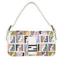 Fendi White/ Multicolor Embroidered Baguette Handbag