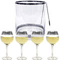 Golden Glam Banded 6-piece Wine Glass/ Ice Bucket Set