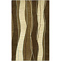 Hand-knotted Brown/ Tan Wool Rug (2'6 x 10')