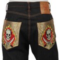 Ed Hardy Men's Electric Yellow Sword Skull Jeans