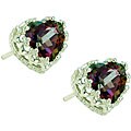 14k White Gold Mystic Fire Topaz Heart Stud Earrings