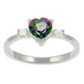 Sterling Silver Heart-cut Mystic Topaz Ring