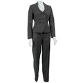Sharagano Women's Grey Double-breasted Pant Suit