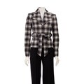 Sharagano Women's Black/ White Plaid Belted Pant Suit