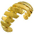 18k Yellow Gold over Sterling Silver Textured Cuff Bracelet