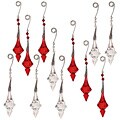 Clear and Red Faceted Bead Ornaments (Set of 12)