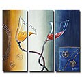 'Vino Embrace' 3-piece Canvas Art