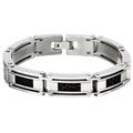 Stainless Steel Men's Textured Leather Bracelet