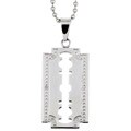 Stainless Steel Men's Diamond Razor Necklace