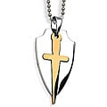 Goldplated Stainless Steel Sword and Shield Necklace
