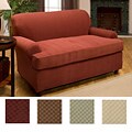 Tattersal Two-piece Stretch T-cushion Loveseat Slipcover