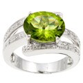14k White Gold Peridot and 1/10ct TDW Diamond Ring (Size 6.5)
