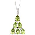14k White Gold Peridot and 1/10ct TDW Diamond Pyramid Necklace