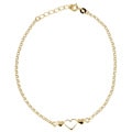 14k Gold over Silver Triple-heart Anklet