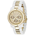 Michael Kors Women's Goldtone White Acrylic Watch
