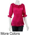 Millenium Women's Satin Chiffon Ruffle Blouse