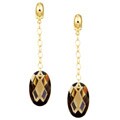 14k Gold over Silver Smokey Topaz Drop Earrings