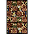 Hand-hooked Leopard Jungle Wool Rug (7'9 x 9'9)
