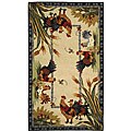 Hand-hooked Roosters Wool Rug (3'9 x 5'9)