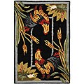 Hand-hooked Roosters Wool Rug (1'8 x 2'6)