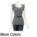 Necessary Objects Junior's Ponte Cap Sleeve Top
