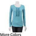 RXB Women's Ruffle Bib Slub Henley