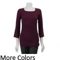 RXB Women's Cable Knit Square-neck Sweater