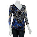 Grace Elements Women's Abstract Animal-print Mesh Top
