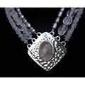 Sterling Silver Rose Quartz/ Pearl/ Moonstone Necklace (USA)