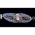 Silver Rose Quartz/ FW Pearl/ Moonstone Bracelet (USA)