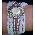 Silver Rose Quartz/ FW Pearl/ Moonstone Bracelet (USA)