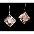 Sterling Silver Rose Quartz 'Pink Moon' Earrings (USA)