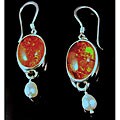 Sterling Silver 'Earth Woman' Amber/ FW Pearl Earrings (USA)