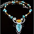 Turquoise/ Amber/ FW Pearl 'Earth Woman' Necklace (USA)