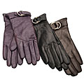 Portolano Women's Gold Buckle Leather Gloves