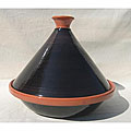 Hand-painted 12-inch Black Cookable Tagine (Tunisia)