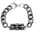 Stainless Steel Fleur de Lis Curb Link Bracelet