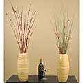 Natural Bamboo 17-inch Cylindrical Vase and Floral Arrangement