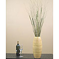 Natural Bamboo 17-inch Cylinder Vase and Basil Cattails