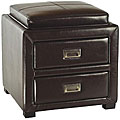 Metro Two-drawer Brown Leather Ottoman