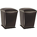 Mason Leather Brown Ottoman (Set of 2)
