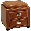 Metro 2-drawer Saddle Leather Storage Ottoman