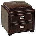Metro 2-drawer Cordovan Leather Storage Ottoman