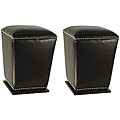 Mason Leather Black Ottomans (Set of 2)
