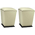 Mason Leather Off White Ottoman (Set of 2)