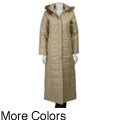 Infinito Women's Contemporary Square Quilted Faux Fur Hooded Coat