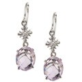 14k White Gold Rose de France and 1/10ct TDW Diamond Earrings