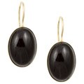 14k Yellow Gold Black Jade Oval Earrings