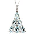 14k White Gold Aquamarine and 1/10ct TDW Diamond Necklace